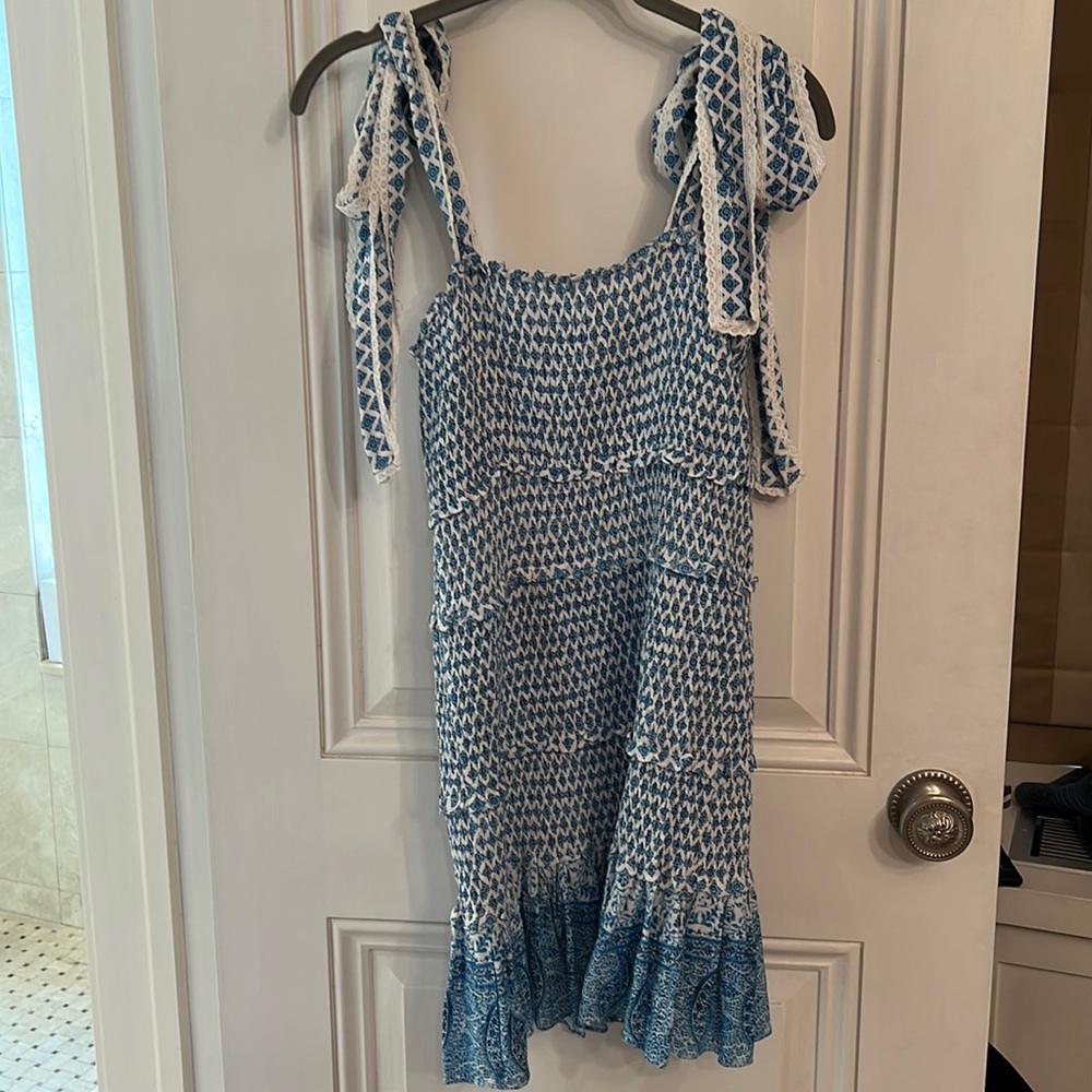 We’re all pretty girls blue and white dress